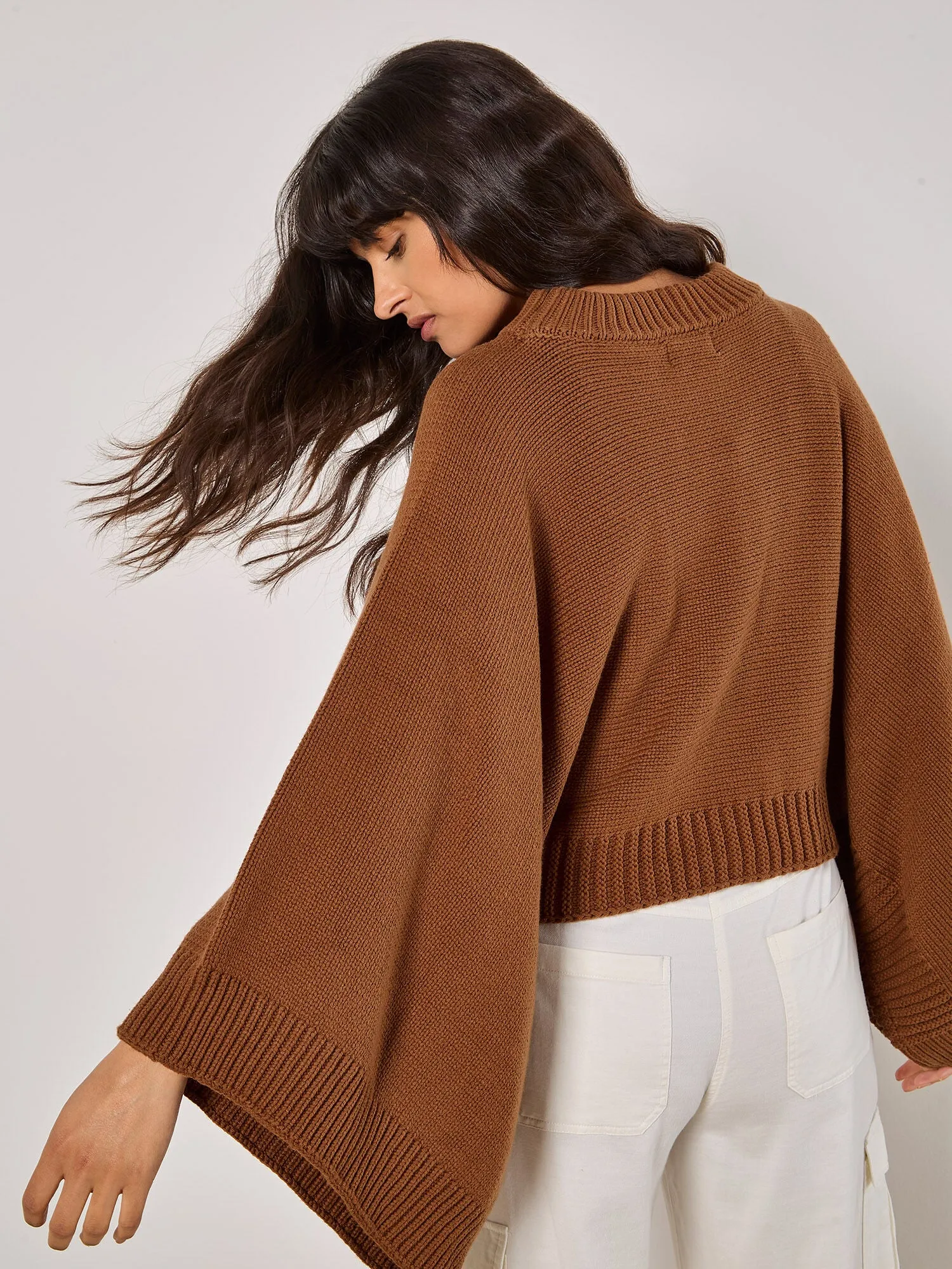 Mix Mock Neck Cape Sweater