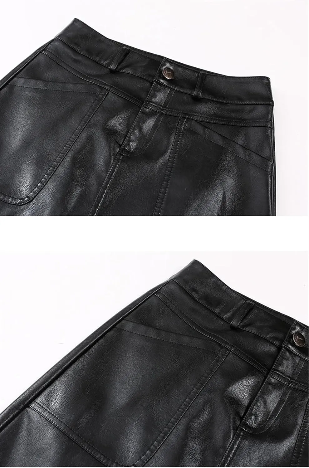 Mnjyihy Women PU Leather Sexy Skirt Black Short High Waisted Side Slit Bodycon Pencil Skirt Boot Skirt