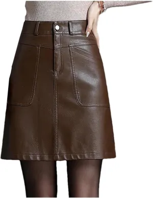 Mnjyihy Women PU Leather Sexy Skirt Black Short High Waisted Side Slit Bodycon Pencil Skirt Boot Skirt