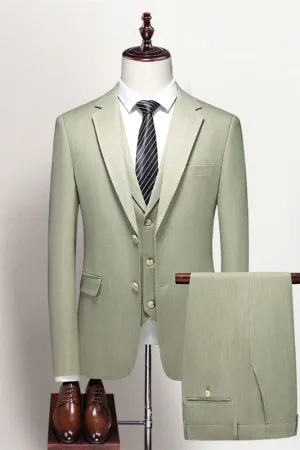 Modern Sage Green Three Pieces Notched Lapel Prom Suits for Men
