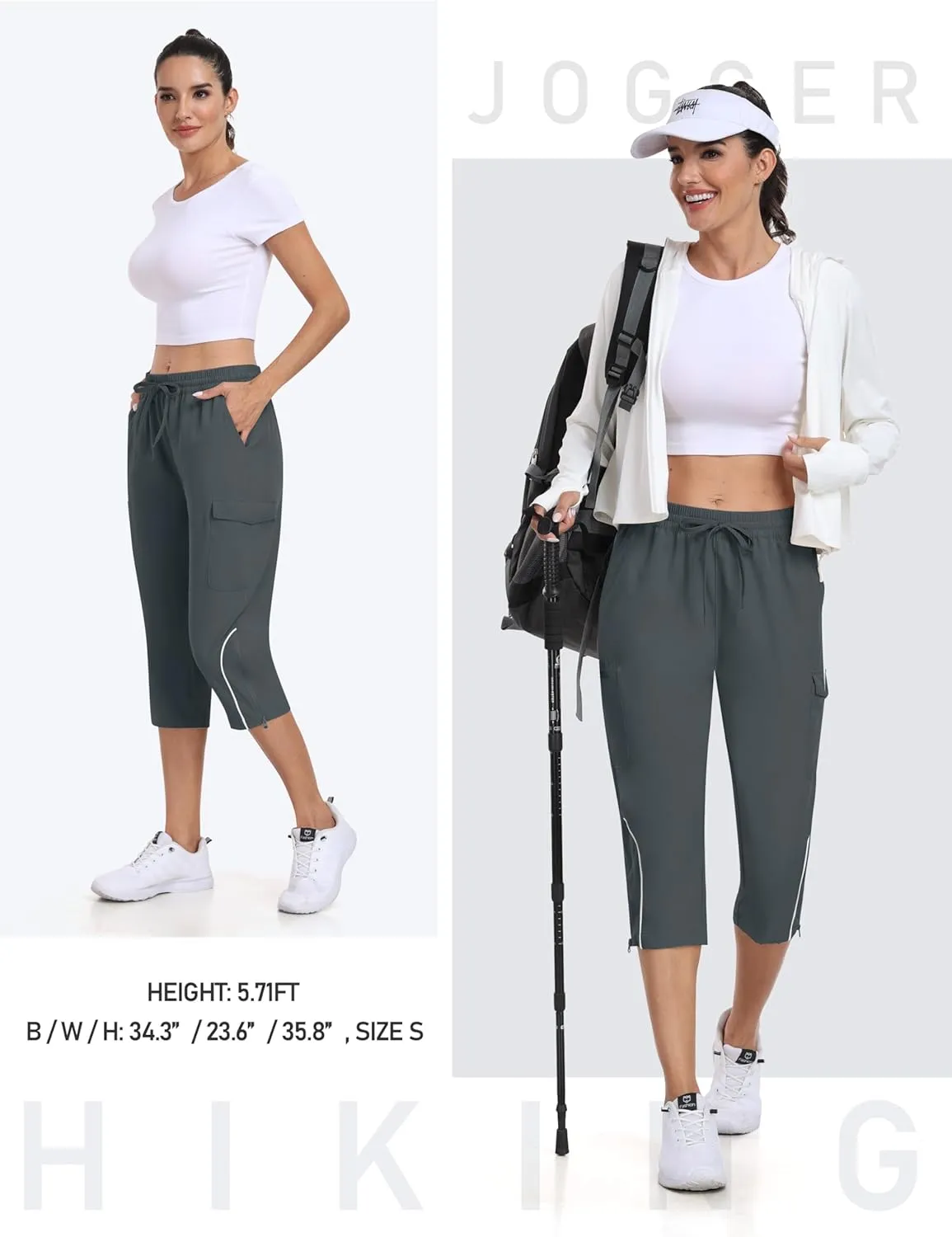 MoFiz Capri Pants for Women Lightweight Casual Summer Trip Loose Shorts with Zipper Pockets