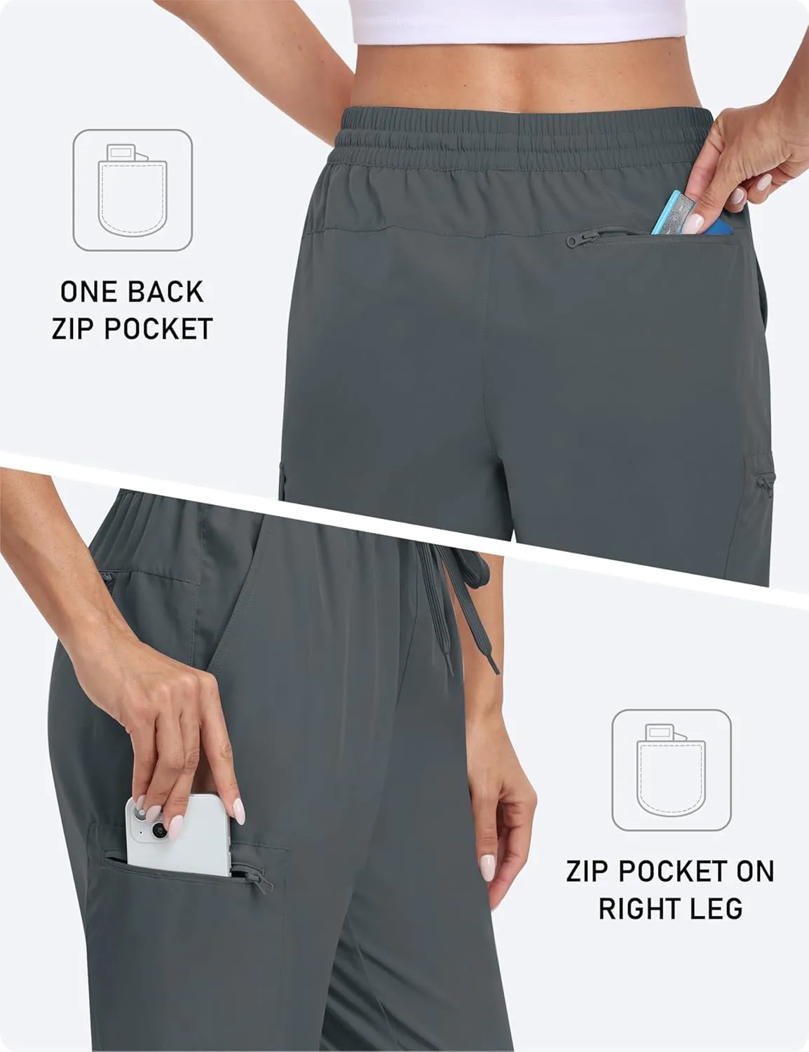 MoFiz Capri Pants for Women Lightweight Casual Summer Trip Loose Shorts with Zipper Pockets
