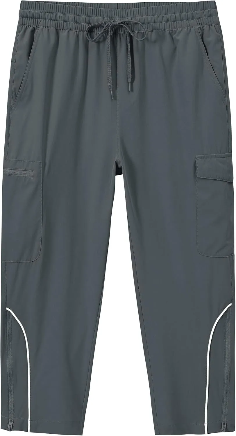 MoFiz Capri Pants for Women Lightweight Casual Summer Trip Loose Shorts with Zipper Pockets