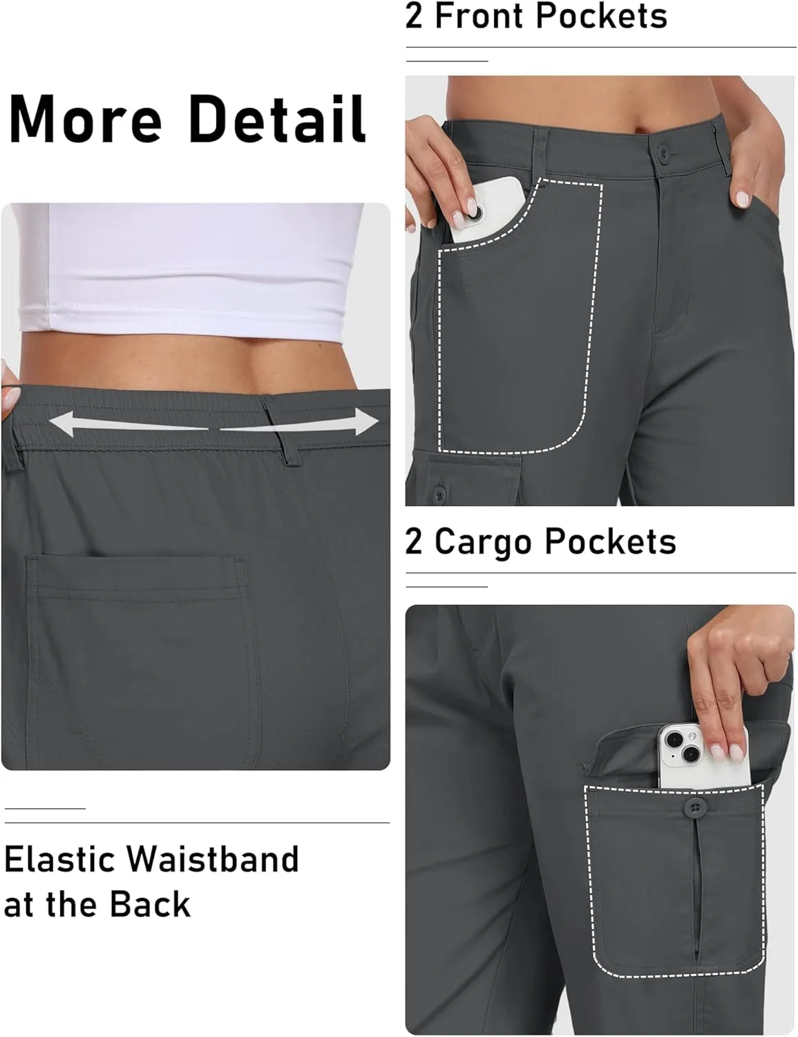 MoFiz Women's Cargo Capri Pants Cotton Roll up Convertible Capris Summer Casual Athletic Hiking Cropped Pants with Pockets