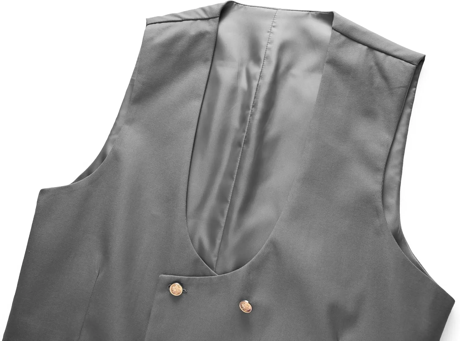 MOGU Mens Suits Gold Buttons 3 Piece Slim Fit Tuxedo Suit Set Blazer Vest Pants for Wedding Prom