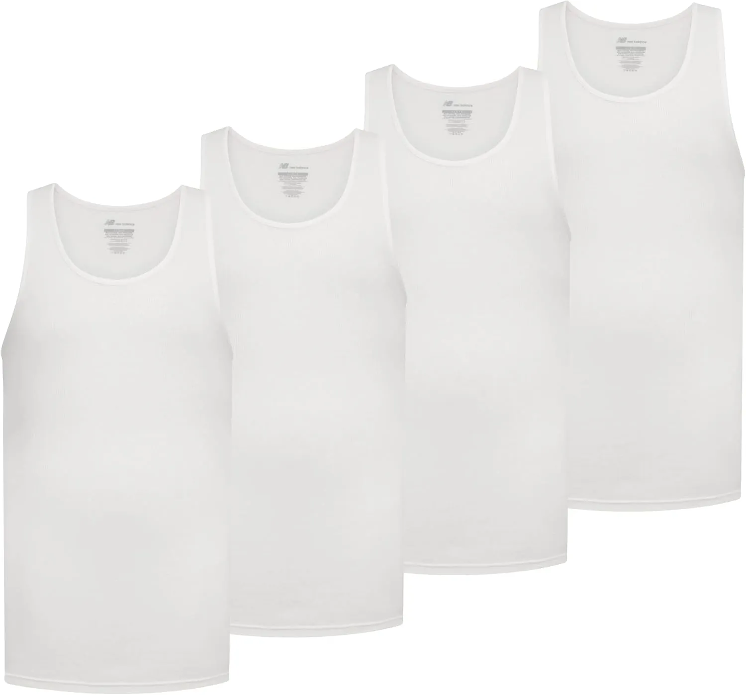New Balance Men's Cotton Performance Rib Sleeveless Tank Top Undershirt (3 Pack Or 4 Pack)