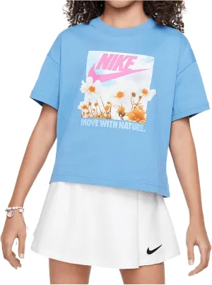 Nike Sportswear Big Kids' (Girls') T-Shirt (Blue Beyond, HM6311-410)