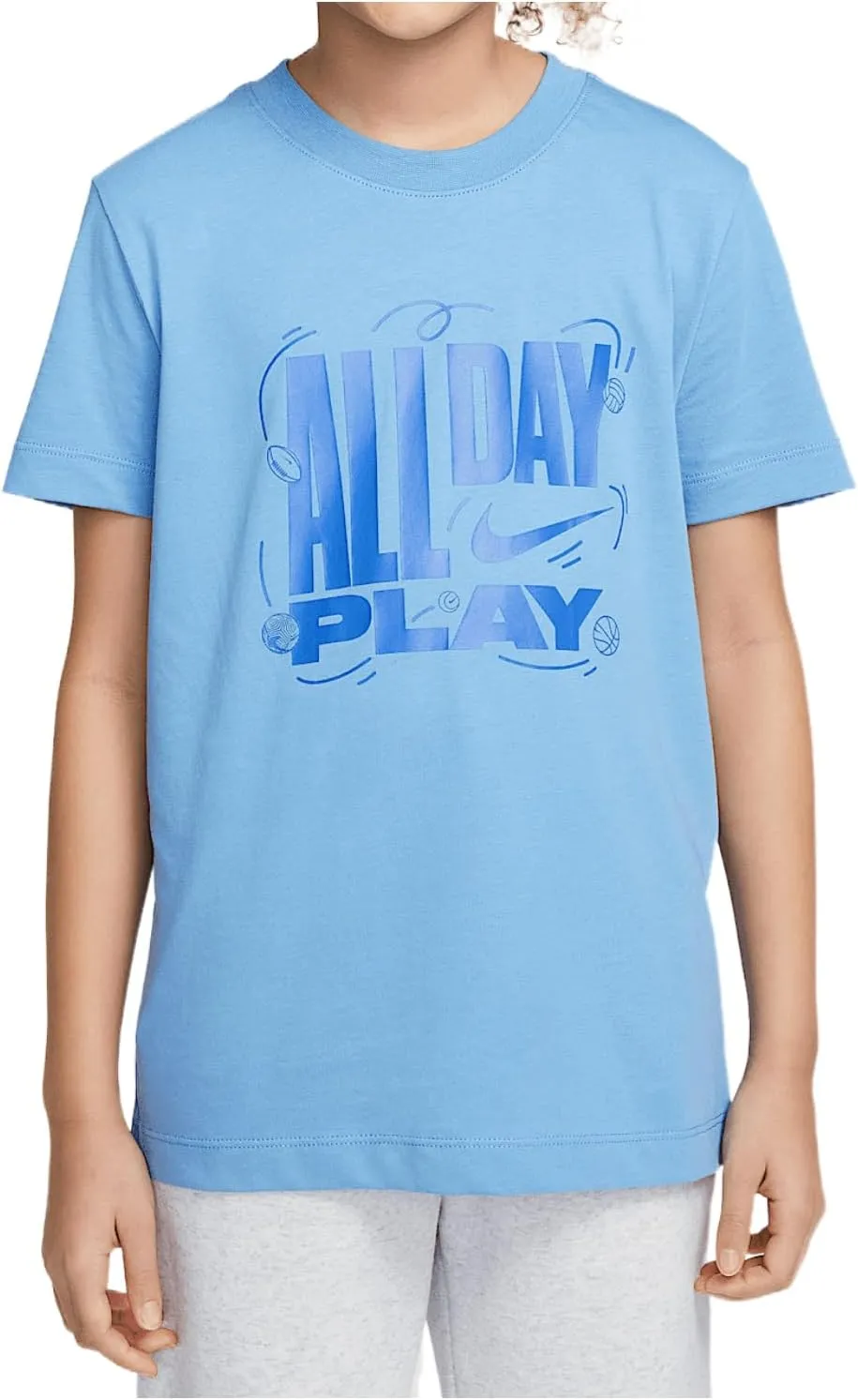 Nike Sportswear Big Kids' T-Shirt (Blue Beyond, HM5849-454)