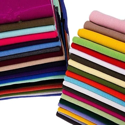 NVFABRIC Thick Cotton Neckline Cuff Lower Clothing Rib Knit Fabric for Garment Accessories - Dark Green - Width 80Cm - Rib Knit Fabric