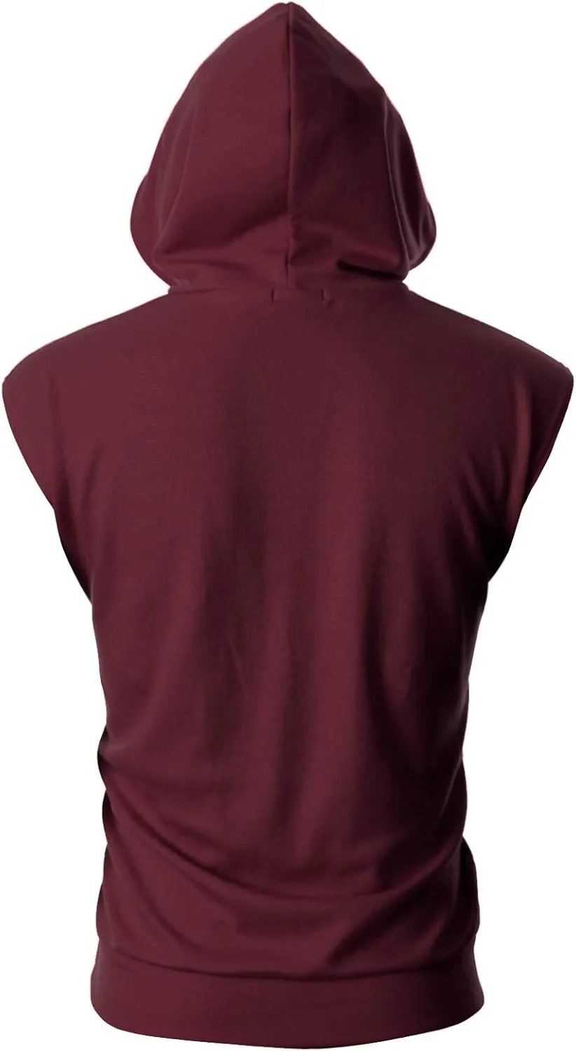 Ohoo Men's Workout Hooded Tank Tops Muscle Cut Off Sleeveless Gym Hoodies