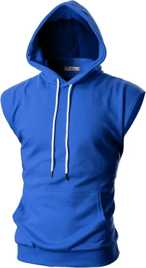 Ohoo Men's Workout Hooded Tank Tops Muscle Cut Off Sleeveless Gym Hoodies