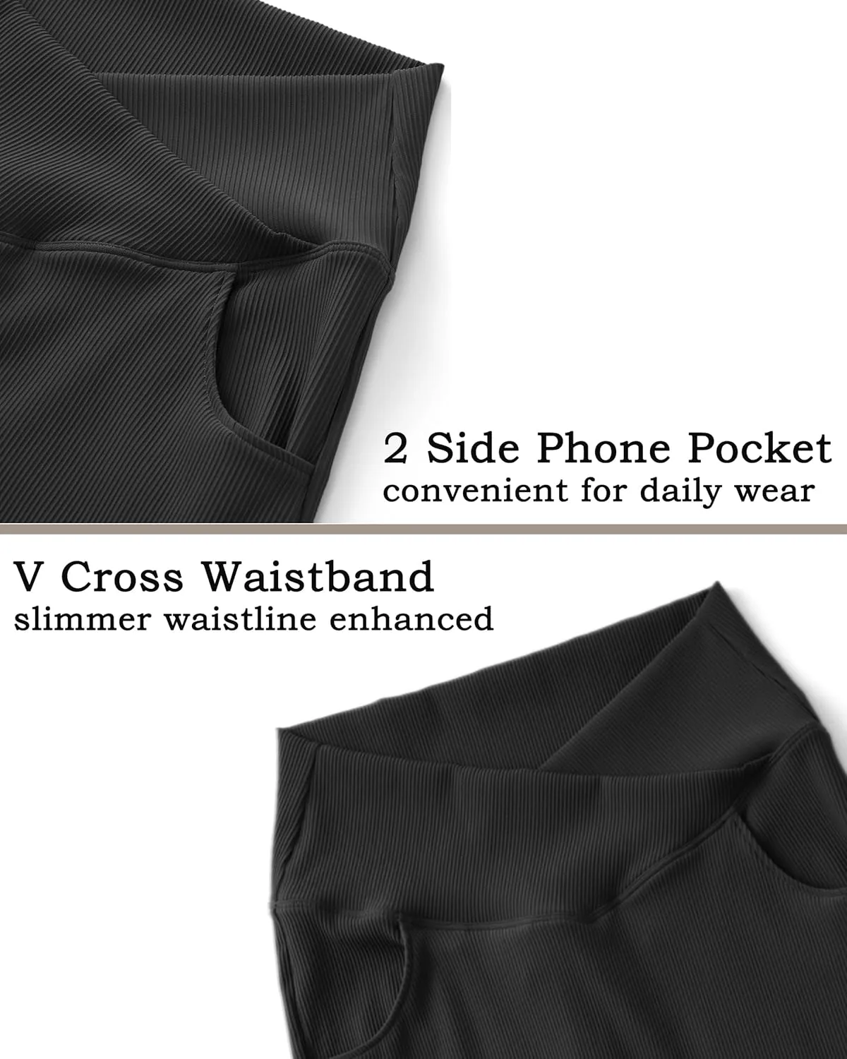 OMKAGI V Waist Flare Leggings for Women Tummy Control Wide Leg Yoga Pants with Pockets