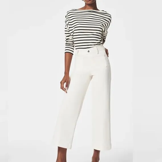 Oprah's Favorite - Tummy Control Sailor Wide Leg Trouser, Chiccurva Jeans, Wide Leg Cropped Denim Pants