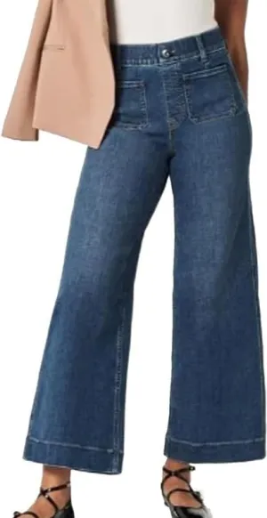 Oprah's Favorite - Tummy Control Sailor Wide Leg Trouser, Chiccurva Jeans, Wide Leg Cropped Denim Pants