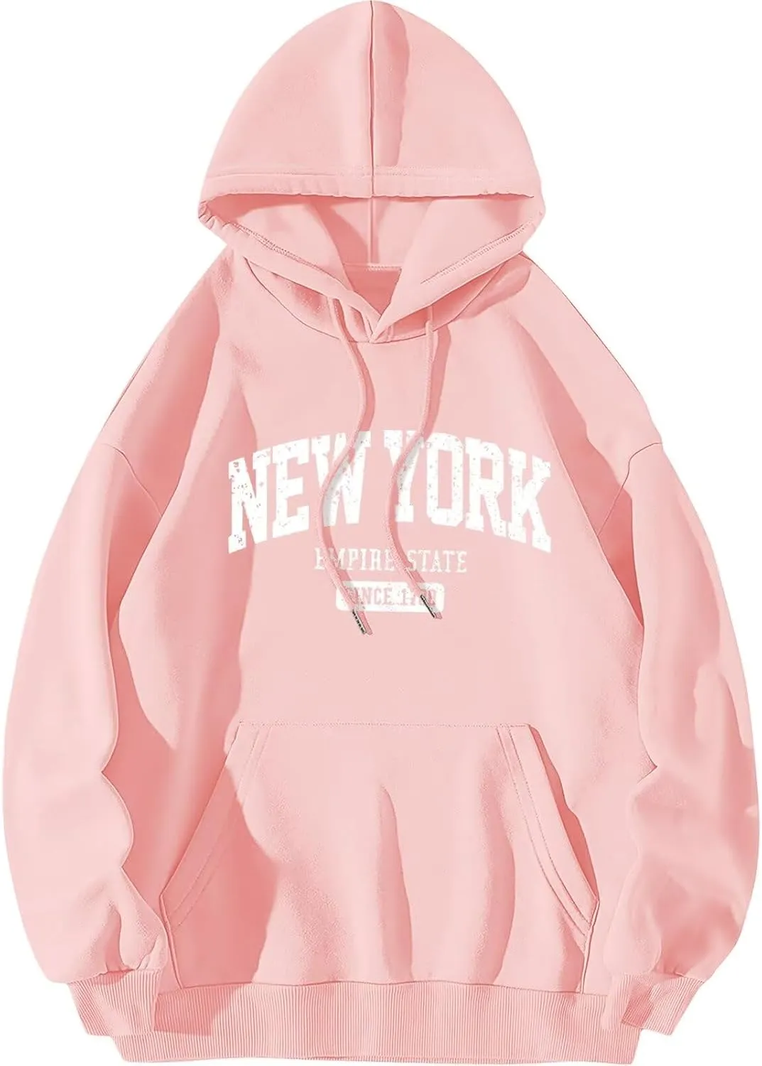 ORANDESIGNE Letter Graphic Print Hoodies for Women Oversized Long Sleeve Casual Drawstring Fall Pullover Sweatshirt Tops