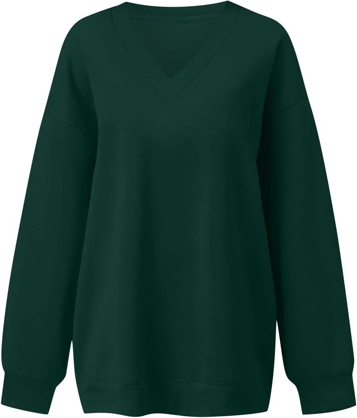 Oversized V Neck Sweatshirt Women Casual Fleece Pullover Sweaters Preppy Cute Teen Long Sleeve Sweat Shirts Y2k Tops