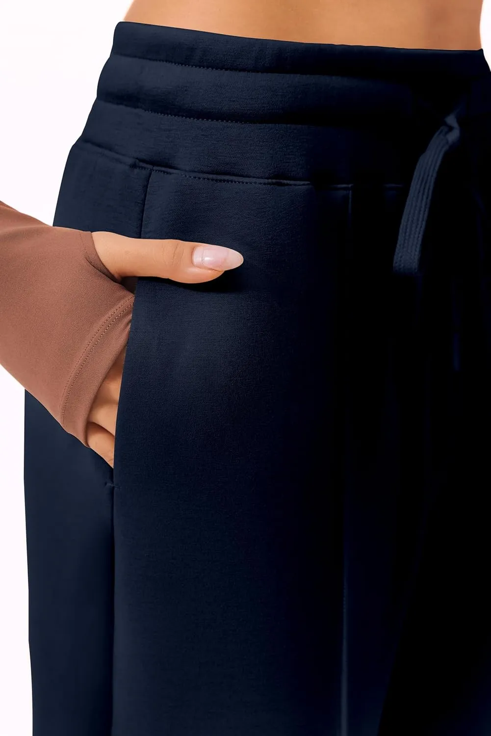 PINSPARK Wide Leg Sweatpants Women High Waisted Baggy Sweat Pants Elastic Elevated Seams Loose Active Pants with Pockets