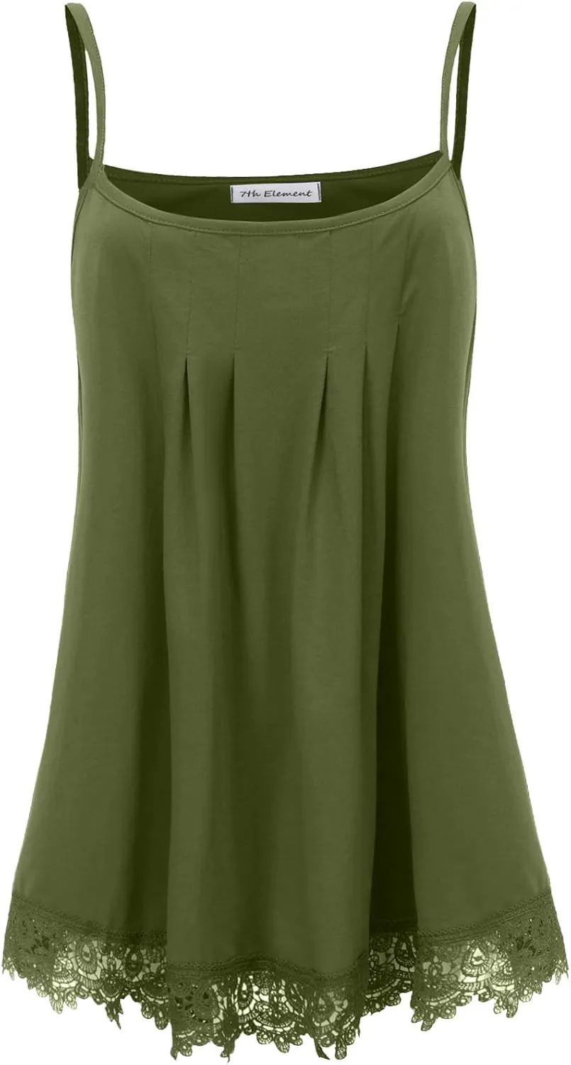 Plus Size Tank Tops for Women 2025 Summer Sleeveless Top Lace Trim Extender Camisole Cami Dressy Loose Shirt