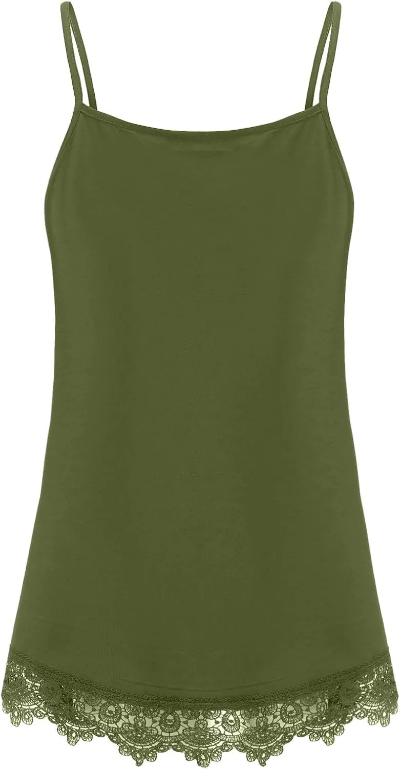 Plus Size Tank Tops for Women 2025 Summer Sleeveless Top Lace Trim Extender Camisole Cami Dressy Loose Shirt
