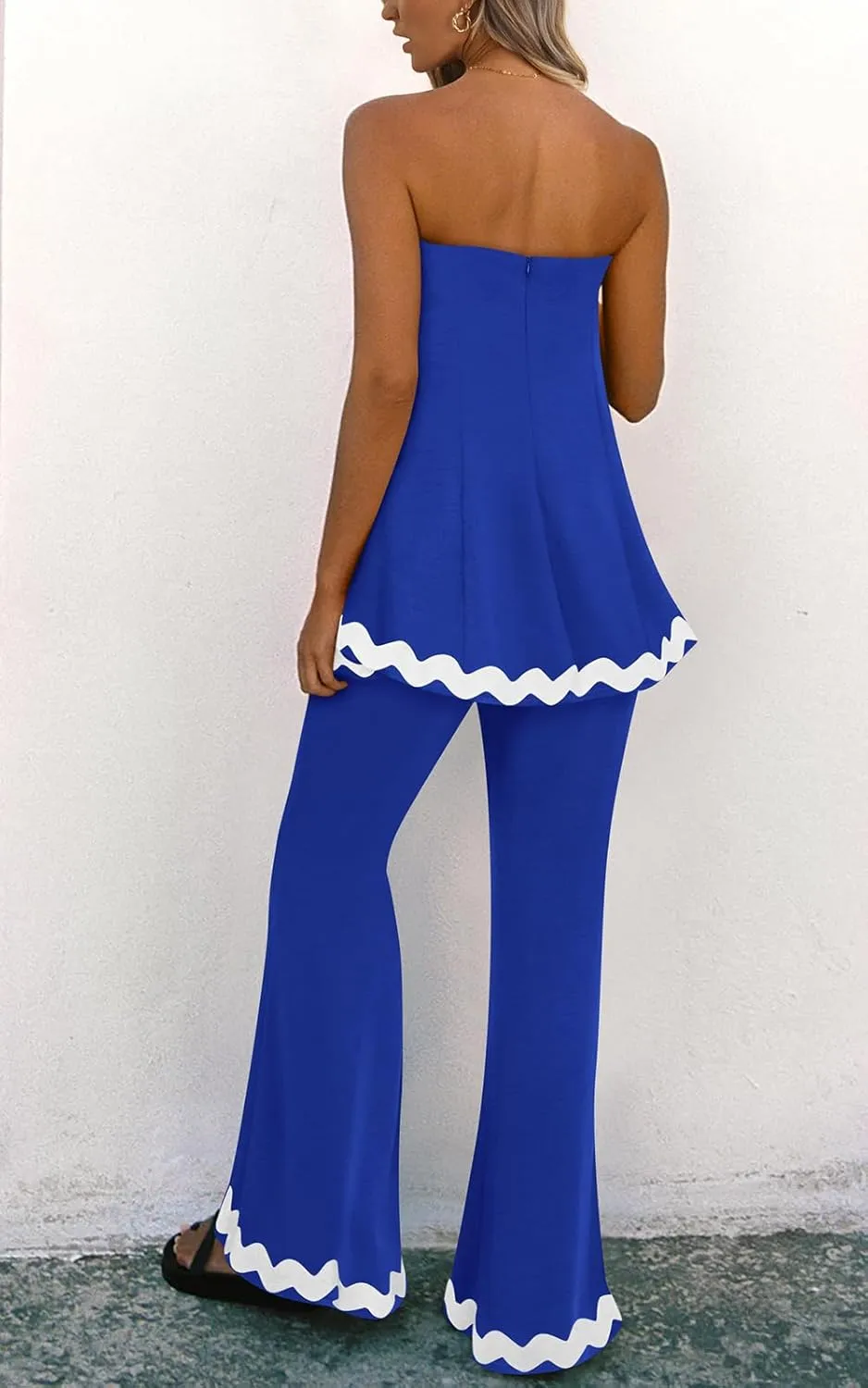 PRETTYGARDEN Women's 2 Piece Outfits 2024 Summer Beach Flowy Womens Tops Dressy Casual Lounge Sets for Women Wide Leg Pants