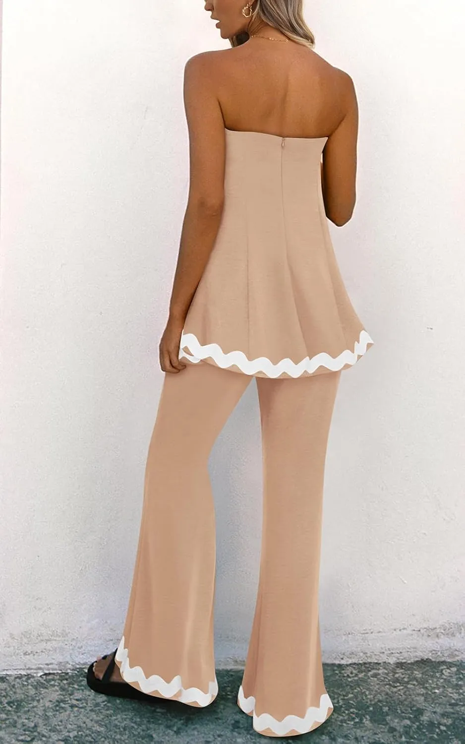 PRETTYGARDEN Women's 2 Piece Outfits 2024 Summer Beach Flowy Womens Tops Dressy Casual Lounge Sets for Women Wide Leg Pants