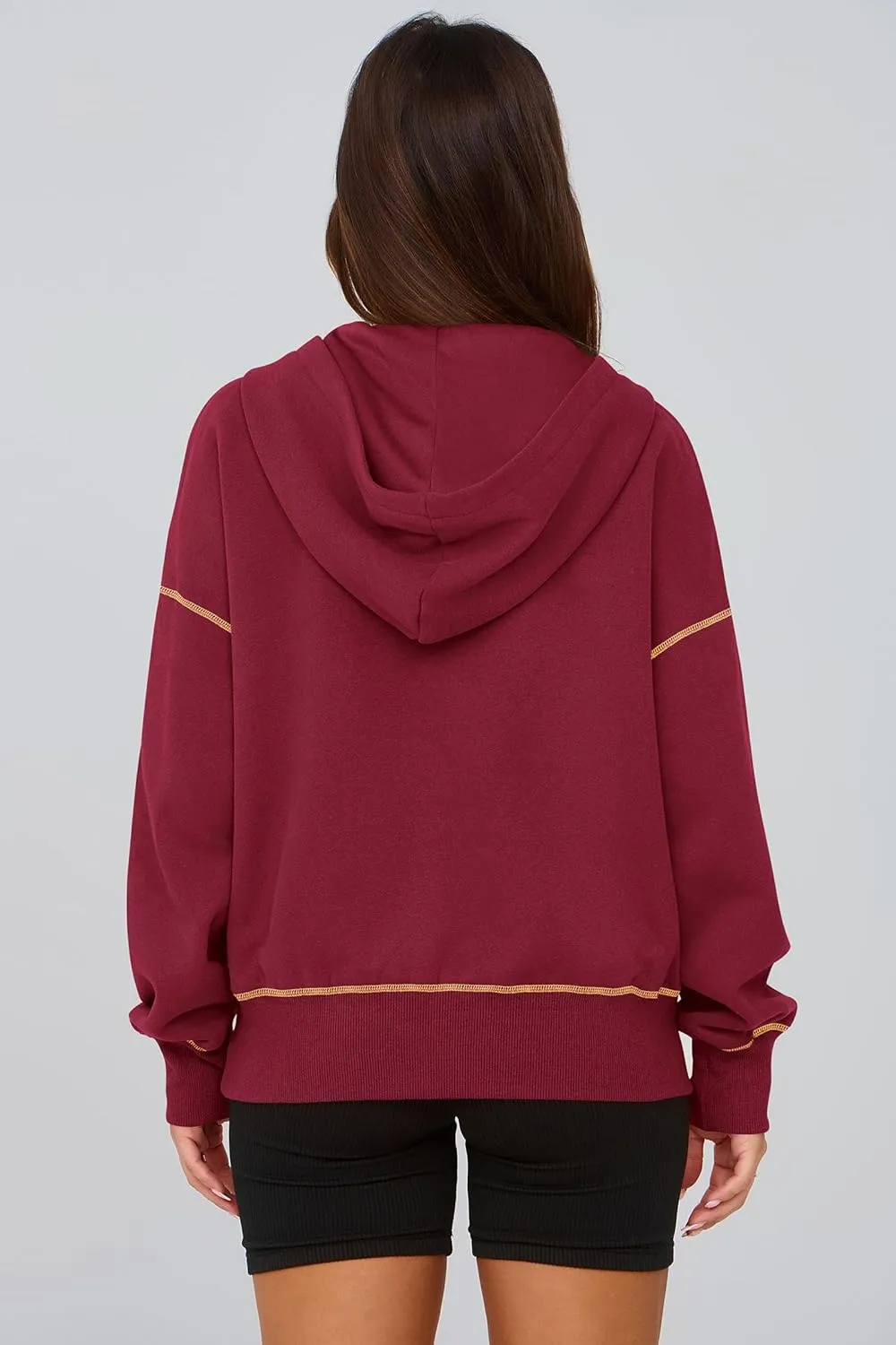 PRETTYGARDEN Women's Hooded Sweatshirts Long Sleeve Half Zip Cropped Hoodie Pullover Winter Fashion Clothes