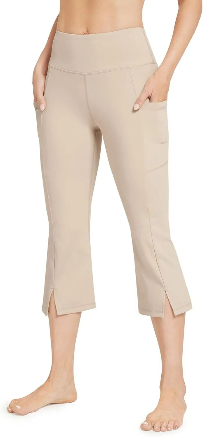 Promover Capri Pants for Women Bootcut Yoga Pants with Pockets High Waisted Flare Leggings Casual Work Pants