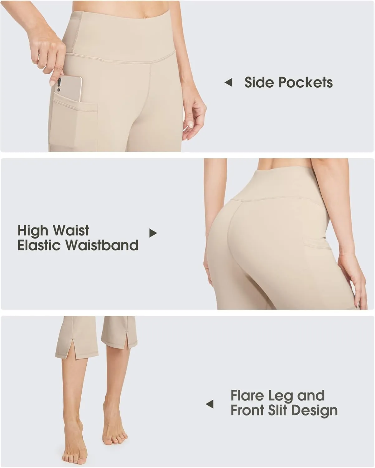 Promover Capri Pants for Women Bootcut Yoga Pants with Pockets High Waisted Flare Leggings Casual Work Pants
