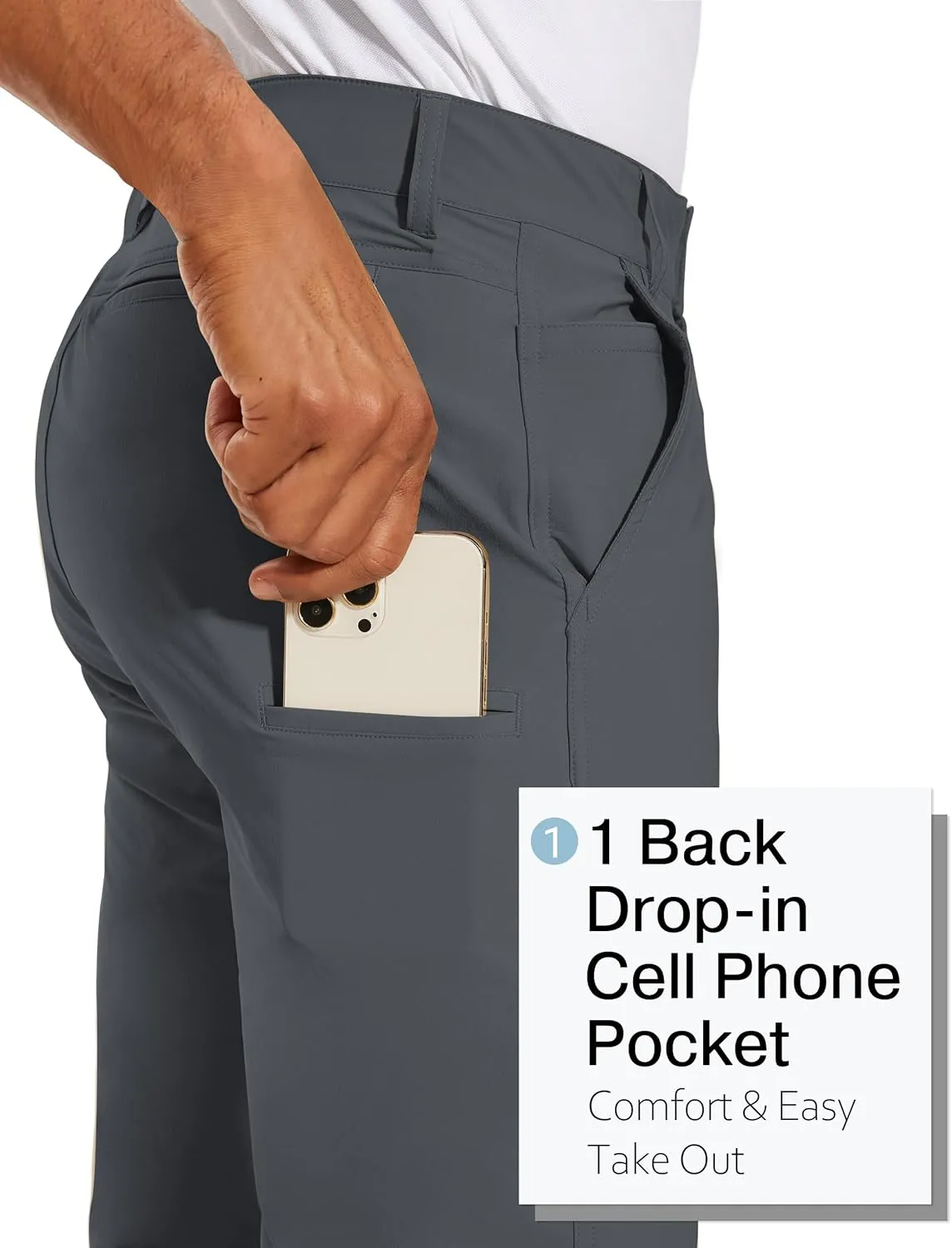 PULI Golf Pants Men Stretch Slim Fit Lightweight Waterproof Dress Casual Hiking Work Pants with Pockets