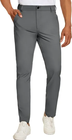 PULI Golf Pants Men Stretch Slim Fit Lightweight Waterproof Dress Casual Hiking Work Pants with Pockets