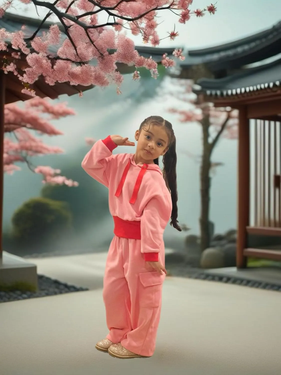 Pumpkin By L.E. Spring Outfit, Pink Hoodie and Sweatpants Set