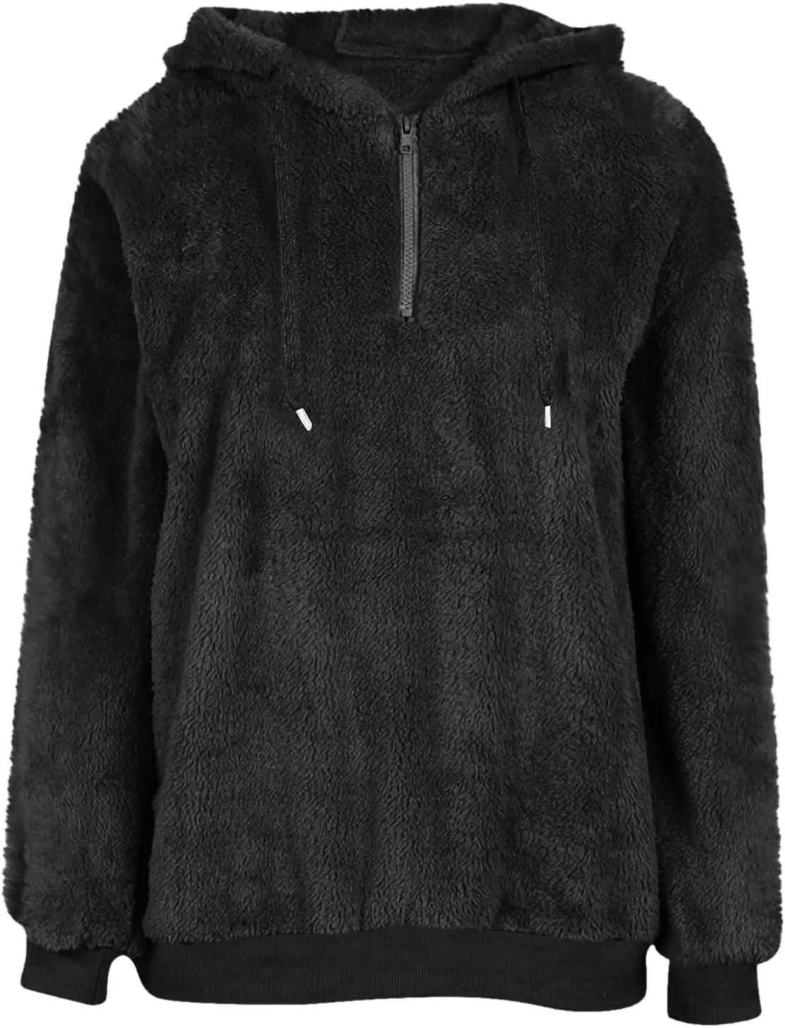 Quarter Zip Pullover Women Baggy Fleece Zipper Hoodie Comfy Cotton Drawstring Sherpa Sweatshirts Pullover Winter Coat