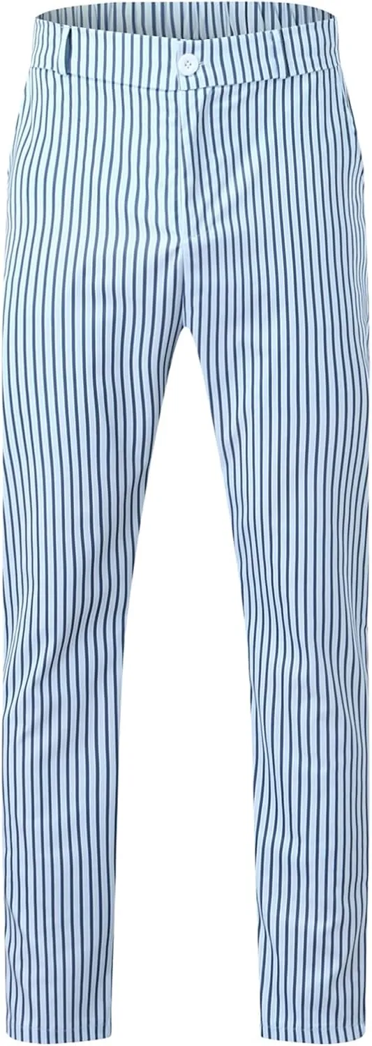 QWENTMTNTY Mens Chinos Pants Vertical Striped Slim Fit Stretch Flat-Front Skinny Dress Pants Casual Business Taper Trousers