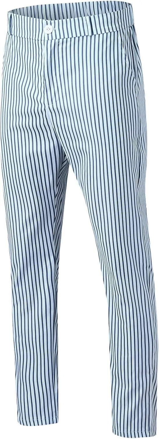 QWENTMTNTY Mens Chinos Pants Vertical Striped Slim Fit Stretch Flat-Front Skinny Dress Pants Casual Business Taper Trousers