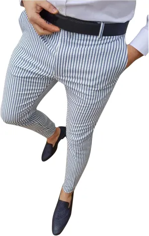QWENTMTNTY Mens Chinos Pants Vertical Striped Slim Fit Stretch Flat-Front Skinny Dress Pants Casual Business Taper Trousers