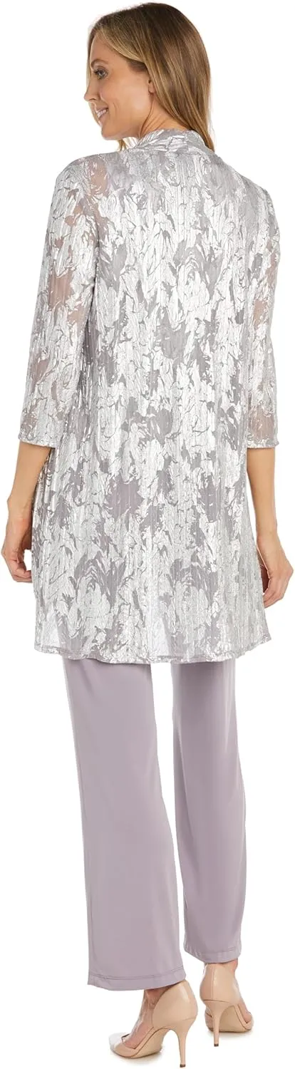R&M Richards Womens Metallic One-Button Suit