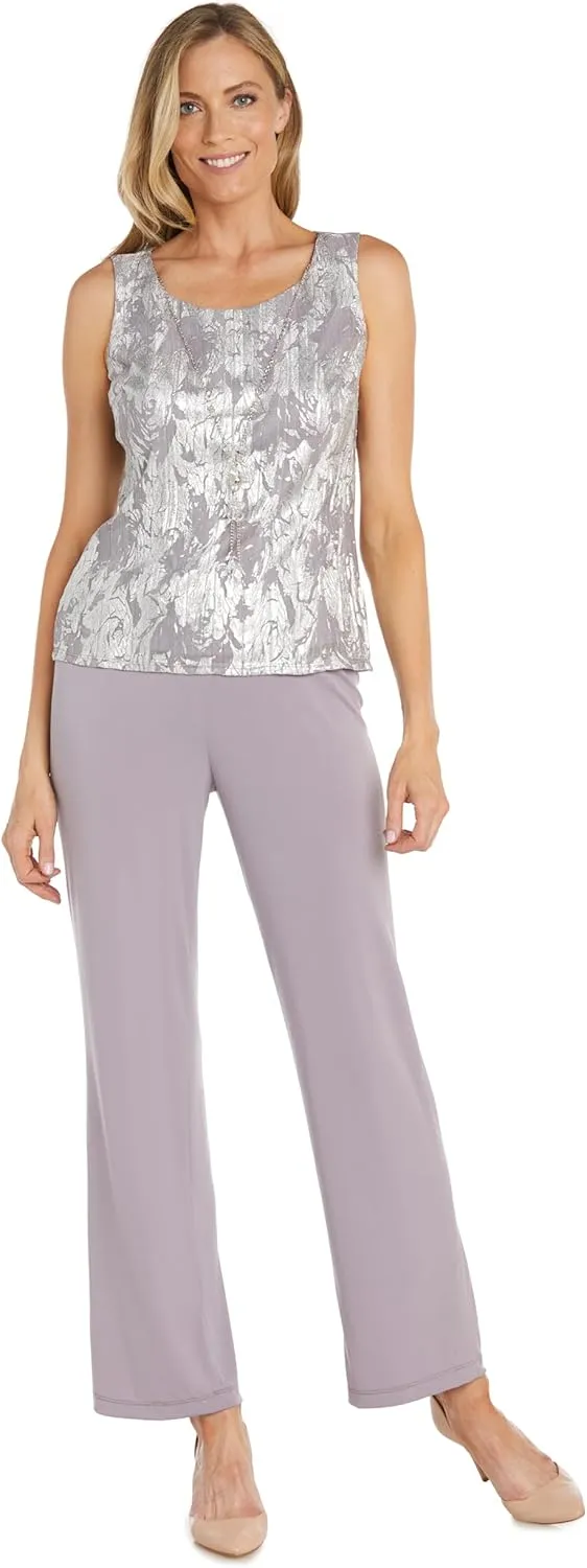 R&M Richards Womens Metallic One-Button Suit