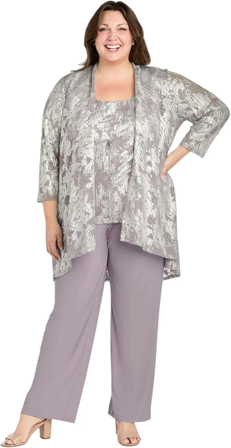 R&M Richards Womens Metallic One-Button Suit