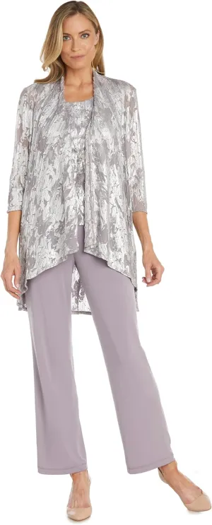 R&M Richards Womens Metallic One-Button Suit