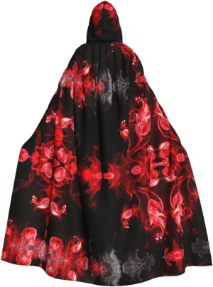 Red Black White Abstract Print Halloween Hooded Cloak Hooded Cape Adult Halloween Costume Cosplay Witch Cloak with Extra Comfort
