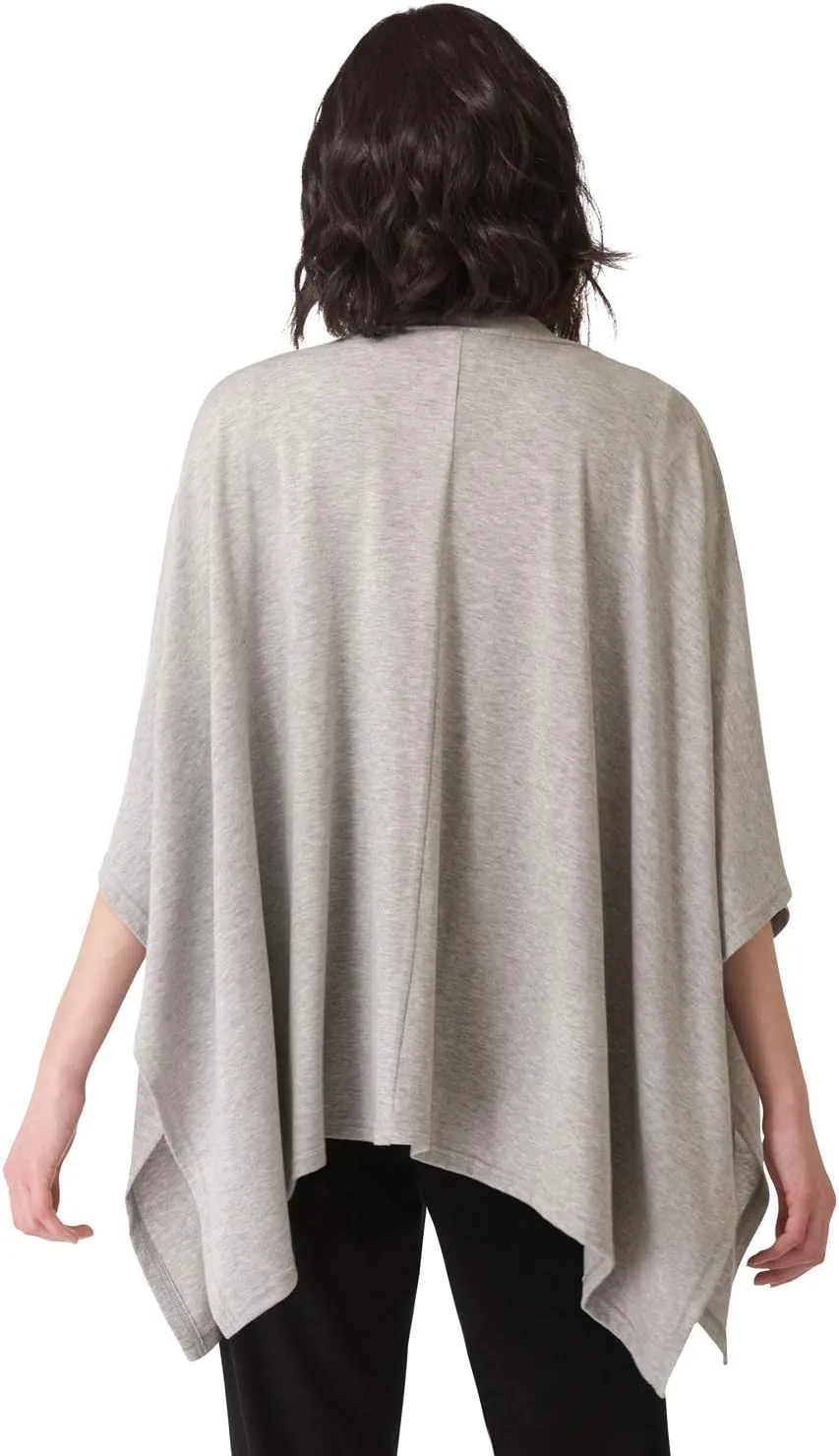 Rekucci Women's Loungewear Soft Knit Open Front Poncho Sweater