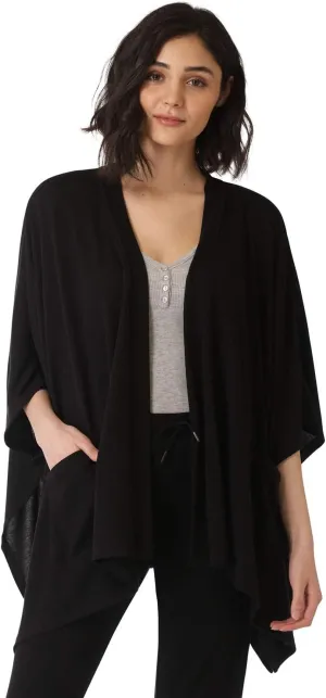 Rekucci Women's Loungewear Soft Knit Open Front Poncho Sweater