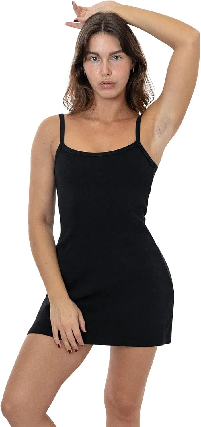 RHR318GD - Heavy Rib Spaghetti Strap Mini Dress, A-Line Summer Look, Made in USA