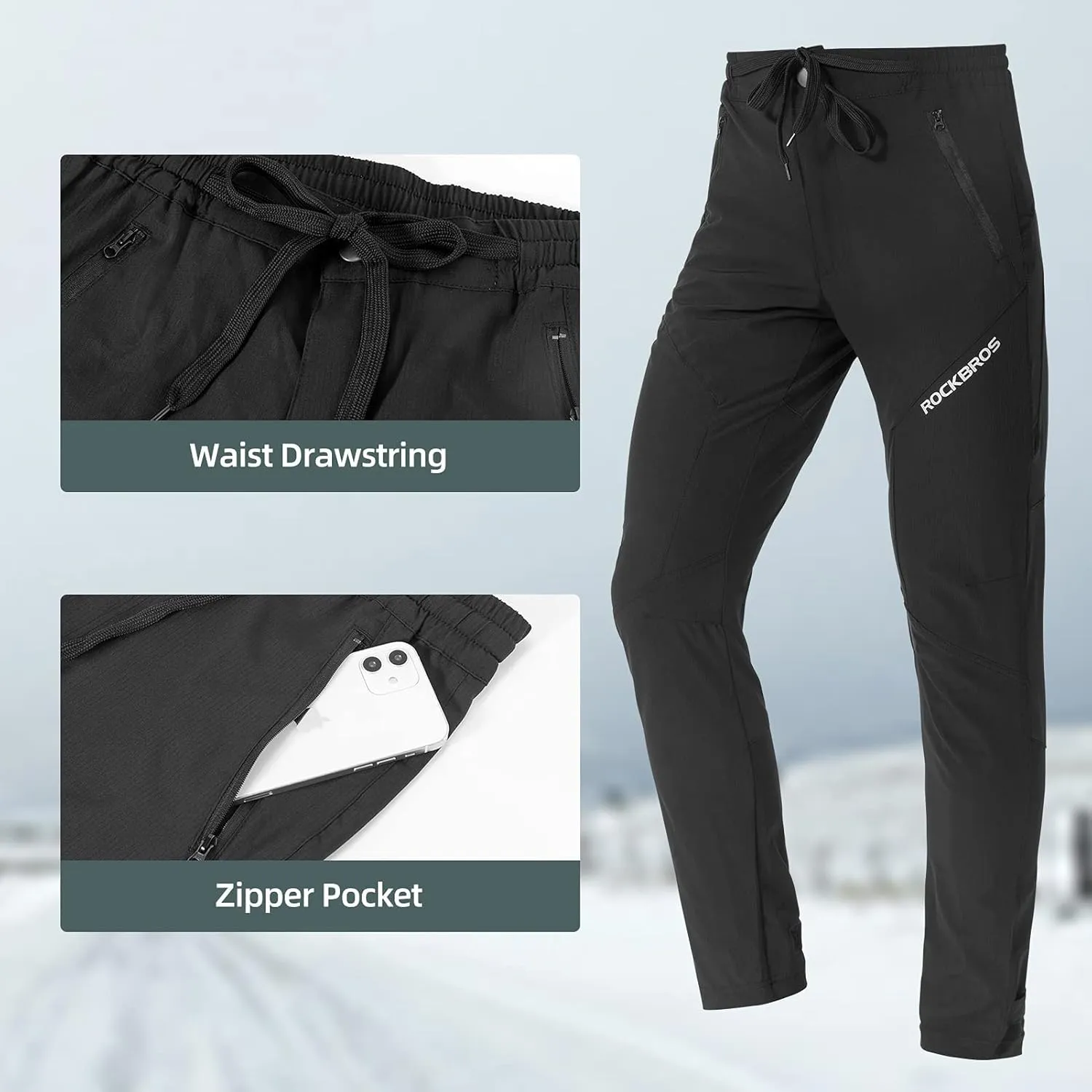 ROCKBROS Mens Cycling Pants Mountain Bike Pants Quick-Dry Biking Pants for Running Hiking Outdoor Sports