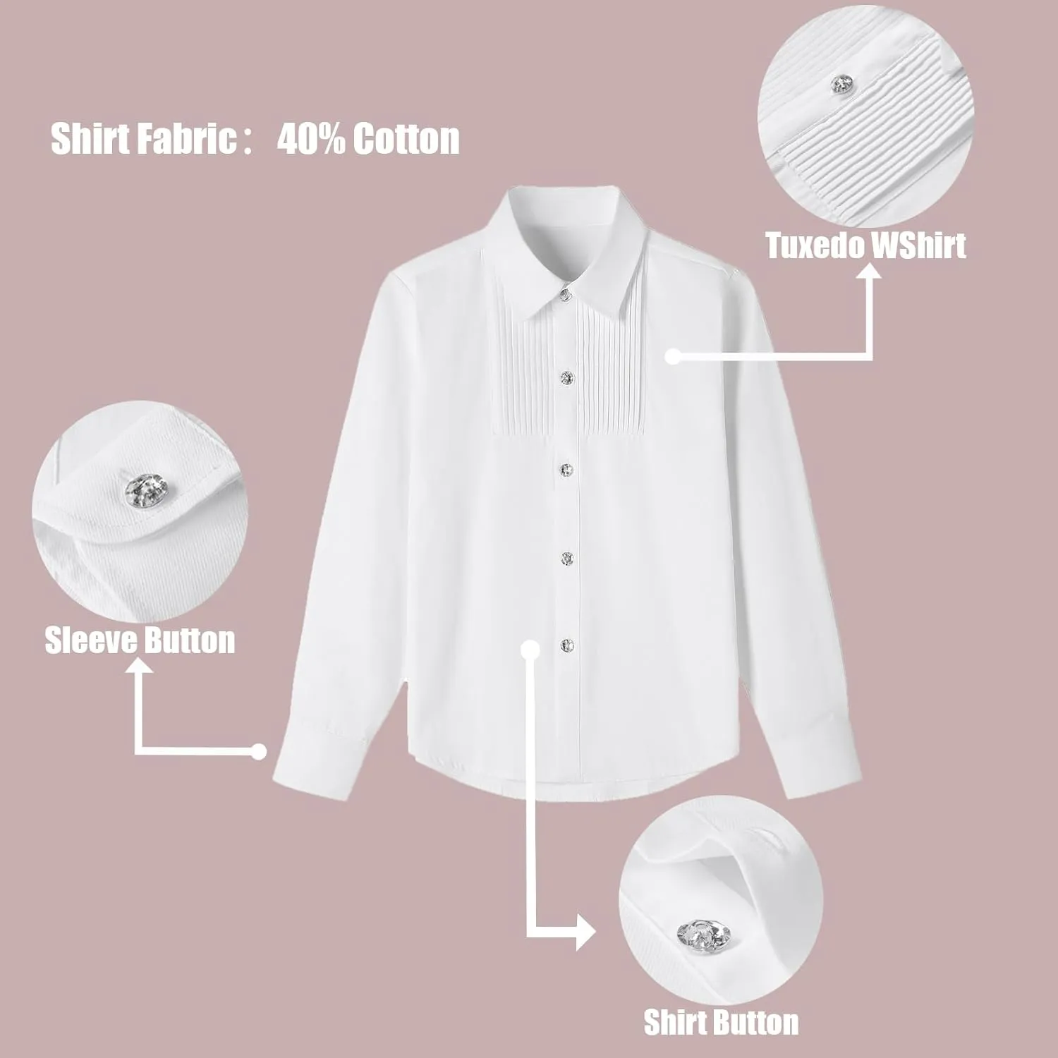 Rogers & Morris Boys Velvet Tuxedo Suit Formal Outfits Slim Fit Kids 5 Piece Set Shawl Lapel with 2 Bow-tie