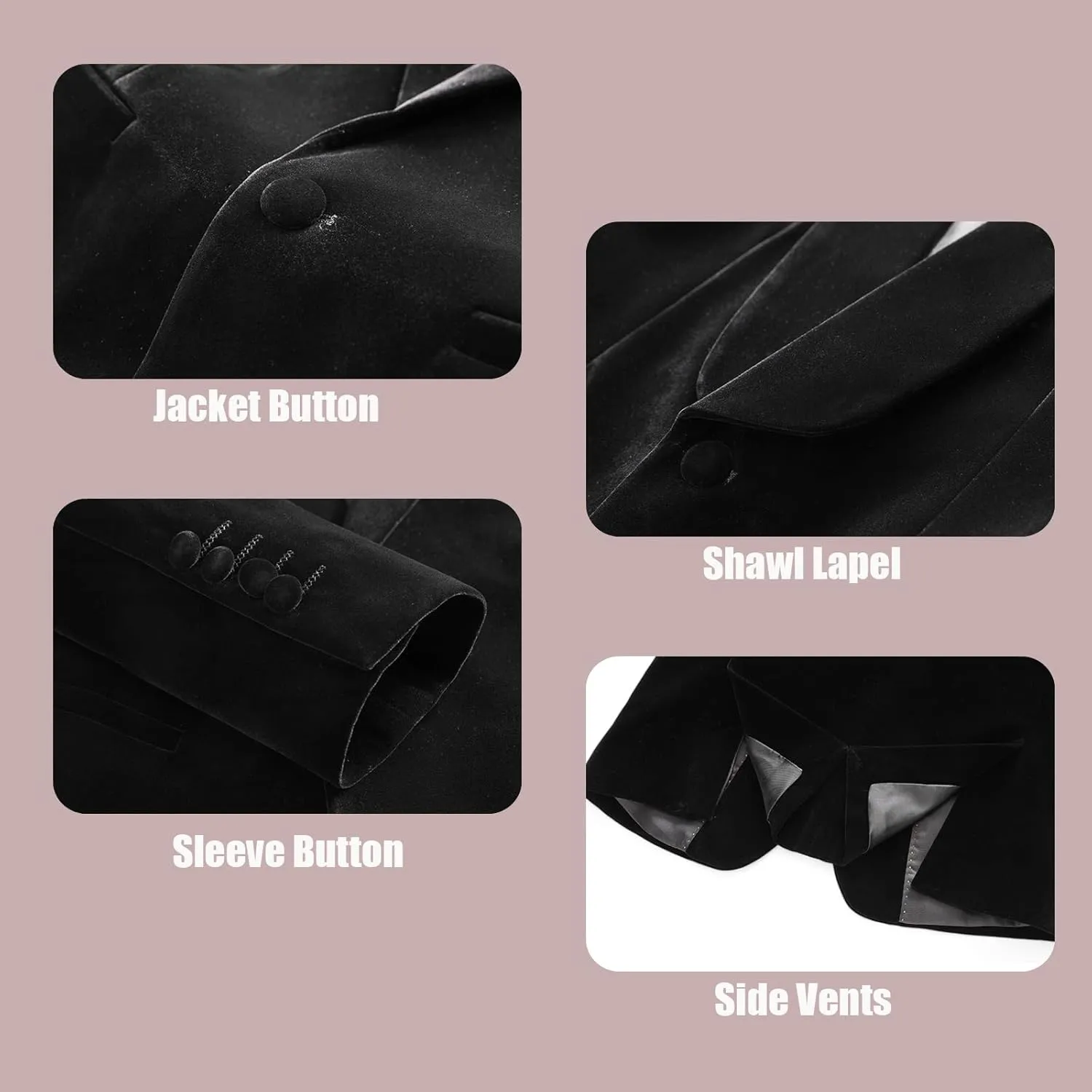 Rogers & Morris Boys Velvet Tuxedo Suit Formal Outfits Slim Fit Kids 5 Piece Set Shawl Lapel with 2 Bow-tie