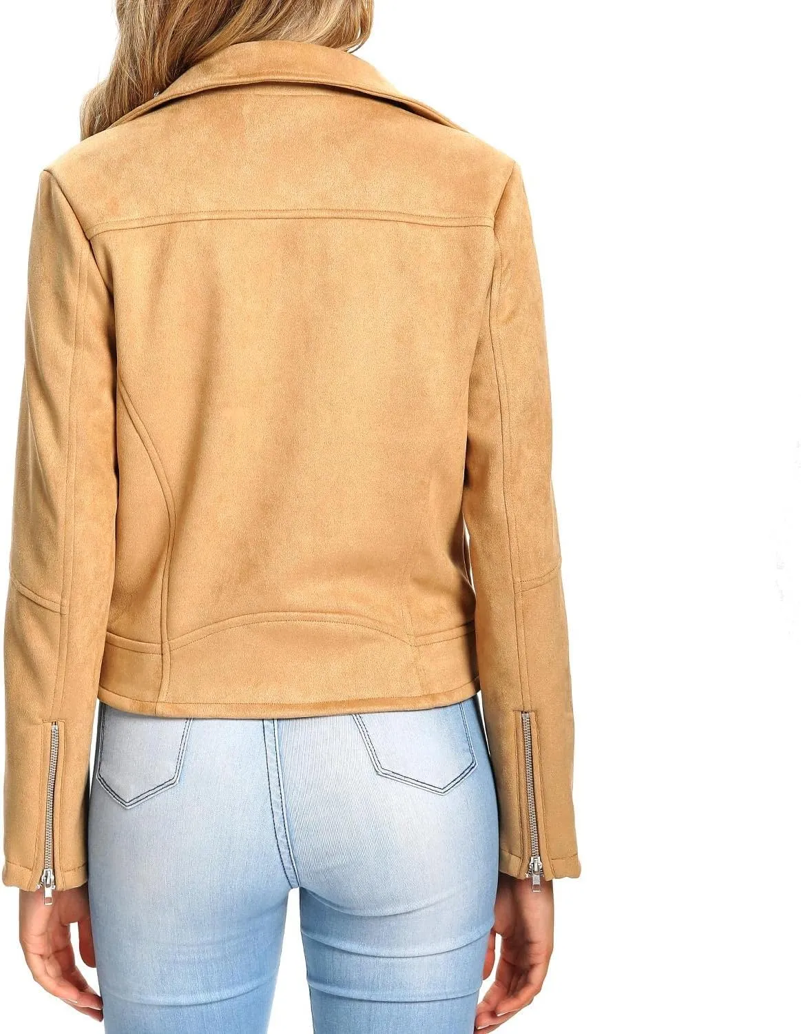 S P Y M Womens Faux Leather Jacket, Moto Biker Suede Coat