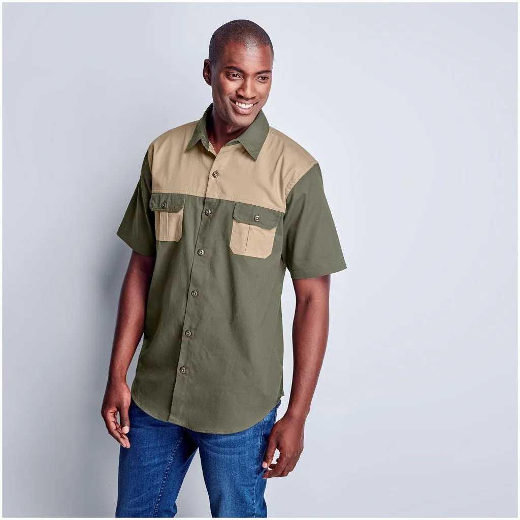 Short Sleeve Serengeti 2 Tone Bush Shirt - Mens