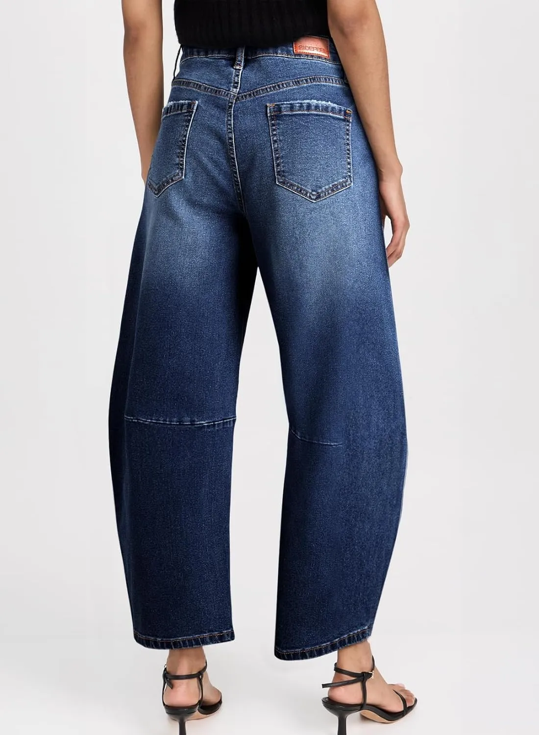 Sidefeel Women's Barrel Jeans Wide Leg Vintage Mid Rise Y2k Baggy Boyfriend Ankle Denim Pants