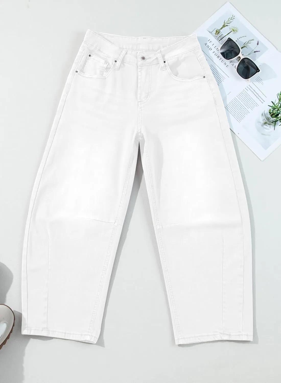 Sidefeel Women's Barrel Jeans Wide Leg Vintage Mid Rise Y2k Baggy Boyfriend Ankle Denim Pants